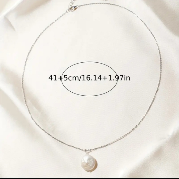 Baroque Style 925 Sterling Silver Irregular Shape Freshwater Pearl  Necklace. - Picture 4 of 5